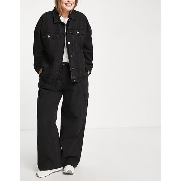 ASOS DESIGN Curve Oversized Cargo Trousers in Washed Black (Sz. 20) - Picture 2 of 7